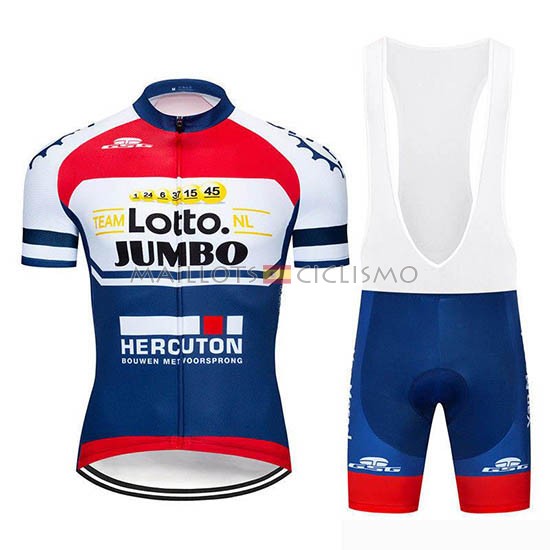 2019 Maillot Lotto NL-Jumbo Tirantes Mangas Cortas Azul Blanco Rojo